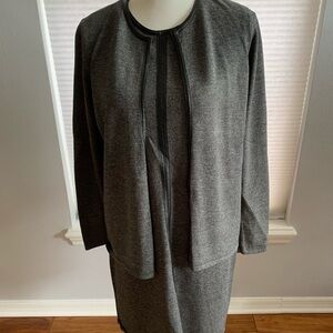 Calvin Klein sheath dress & jacket black/heathered gray size L